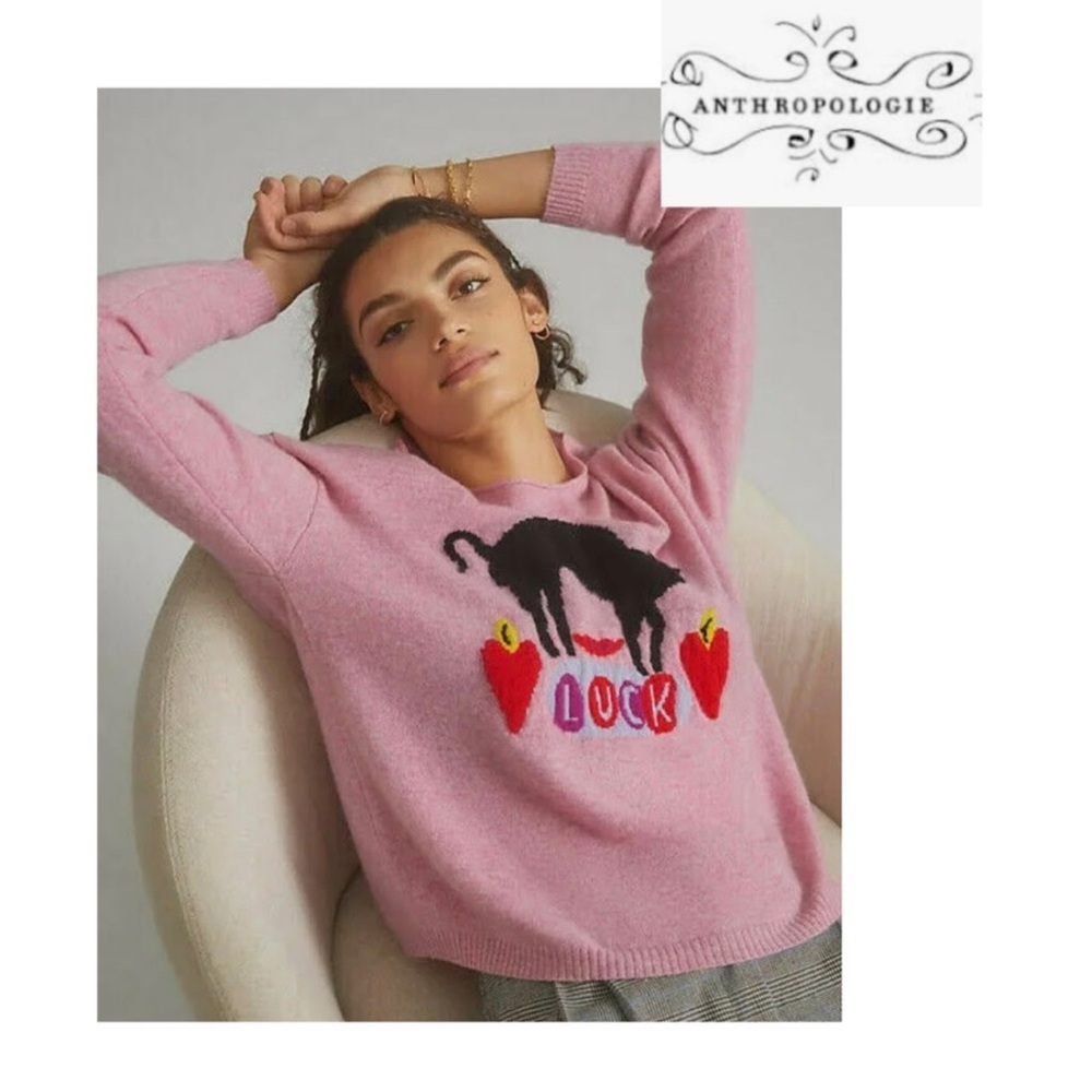 Anthropologie Nathalie Lete Love Luck
Sz Small Cat Limited Design100% cashmere